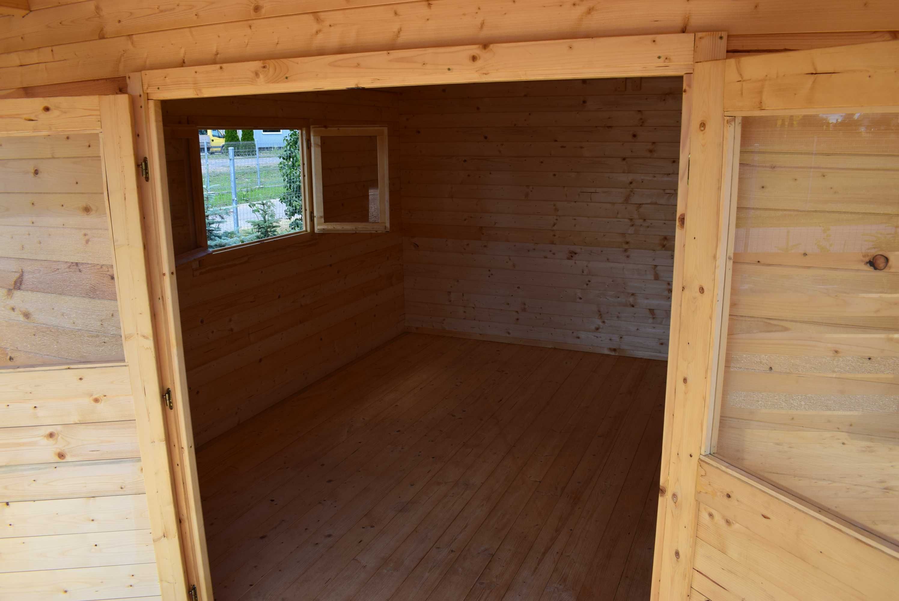 SOLIDNY drewniany domek LETNISKOWY+TARAS*24m*6x4*ściany z balika 34 mm
