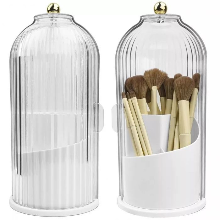 Organizer Na Pędzle, Ryflowany Obrotowy, Otwierany Biały Cb61B