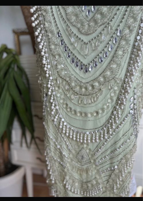 Asos luxe cekinowa spódnica midaxi midi m 38 L  40 miętowa