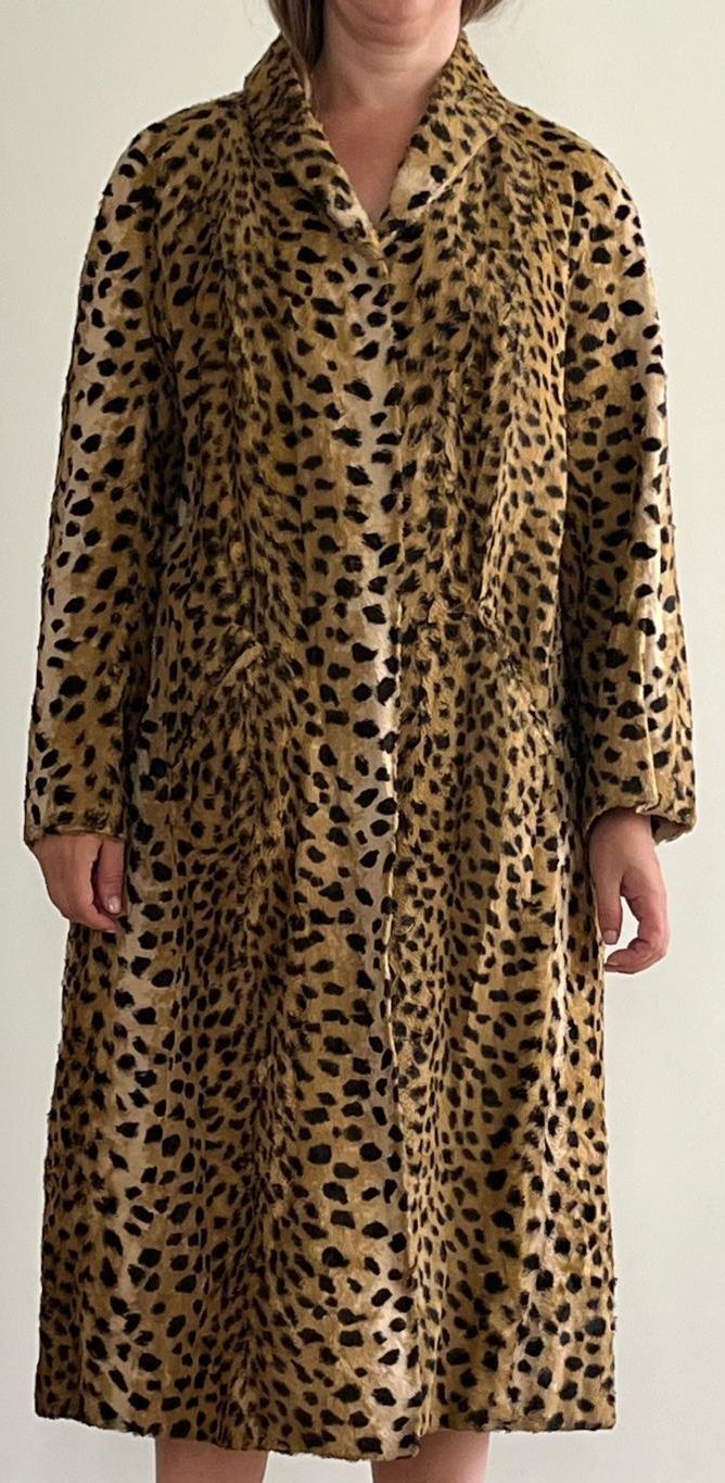 Casaco vintage em pêlo sintético padrão leopardo