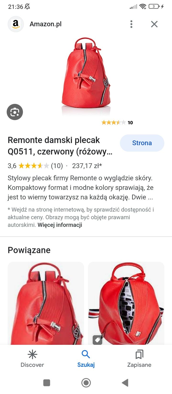 Czerwony plecak Remonte