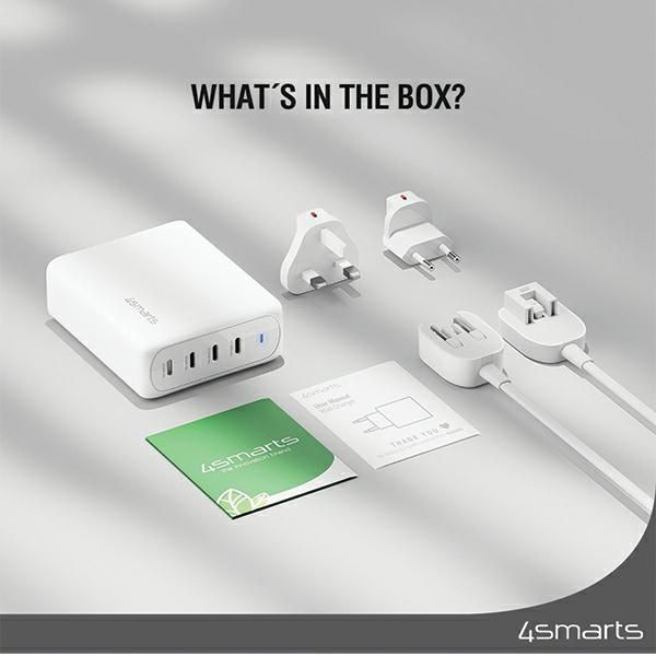 4smarts Ładowarka sieciowa 200W GaN FlexPro 4xUSB-C biała/white 544200