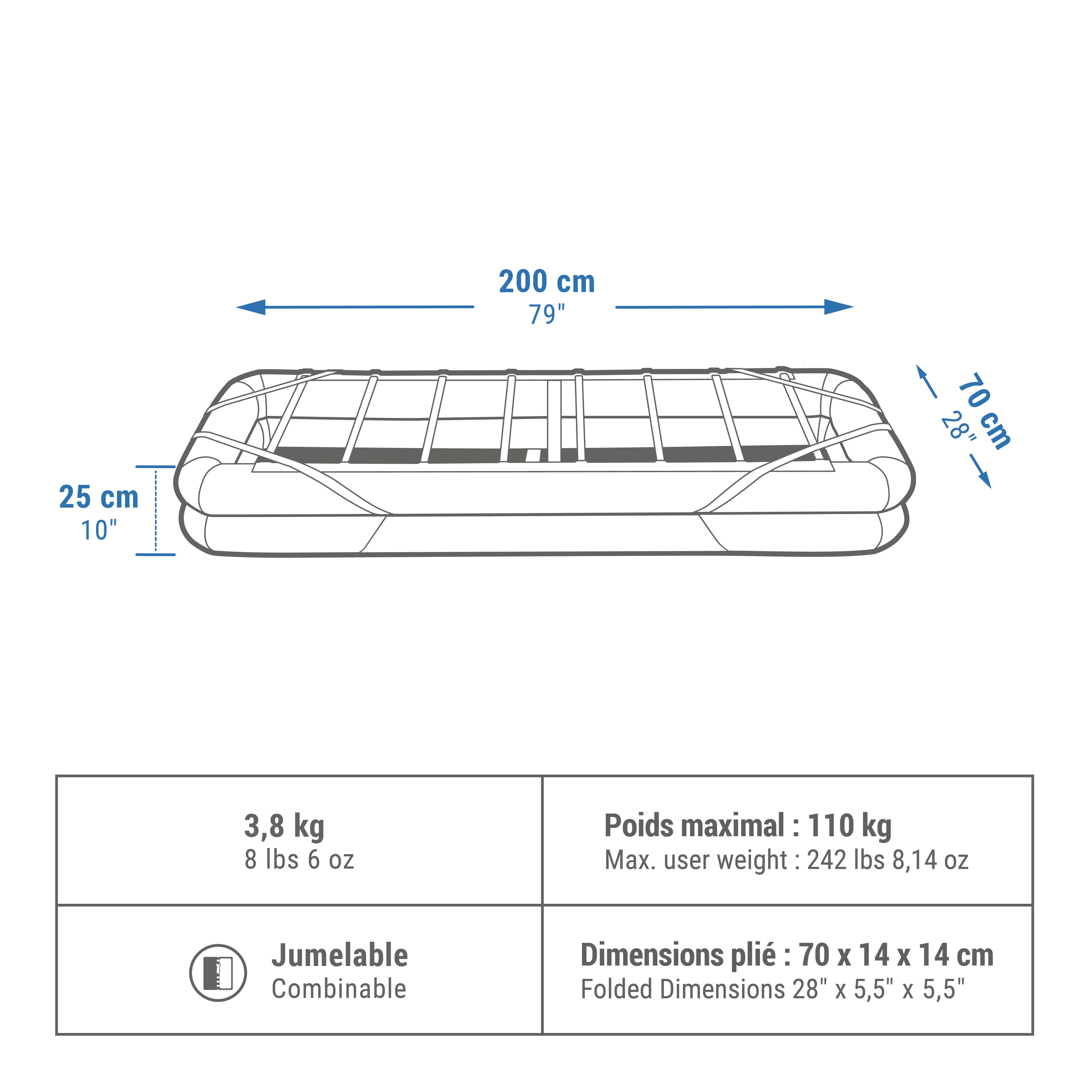 CAMA DE CAMPISMO - SOMMIER INSUFLÁVEL - CAMP BED AIR 200 CM