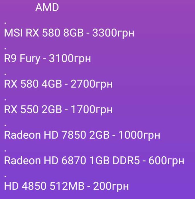 Видеокарта AMD RX 580  4GB  256bit