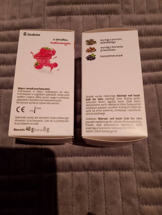 Zestaw Natursept Kaszel dla dzieci lizaki bez cukru smak malin.op.6szt