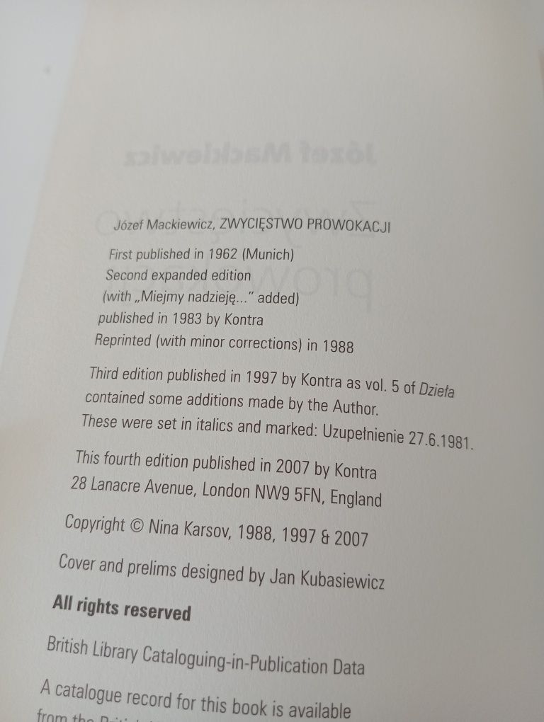 Zwycięstwo Prowokacji Mackiewicz Józef