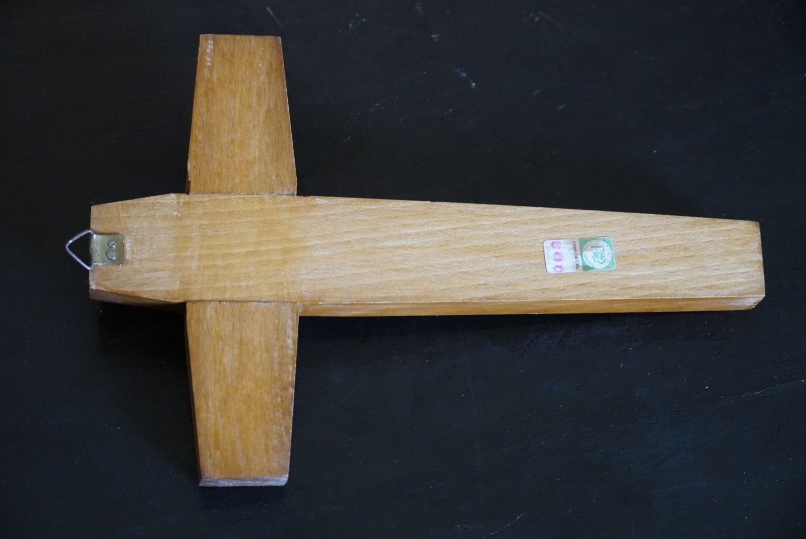 Krzyż drewniany mosiądz dewocjonalia PRL