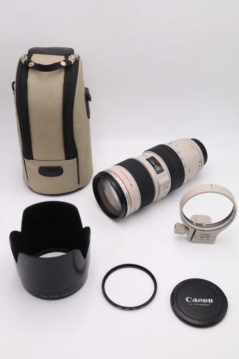 Canon EF 70-200 mm f 2,8 L IS USM zadbany obiektyw + osłona + uchwyt