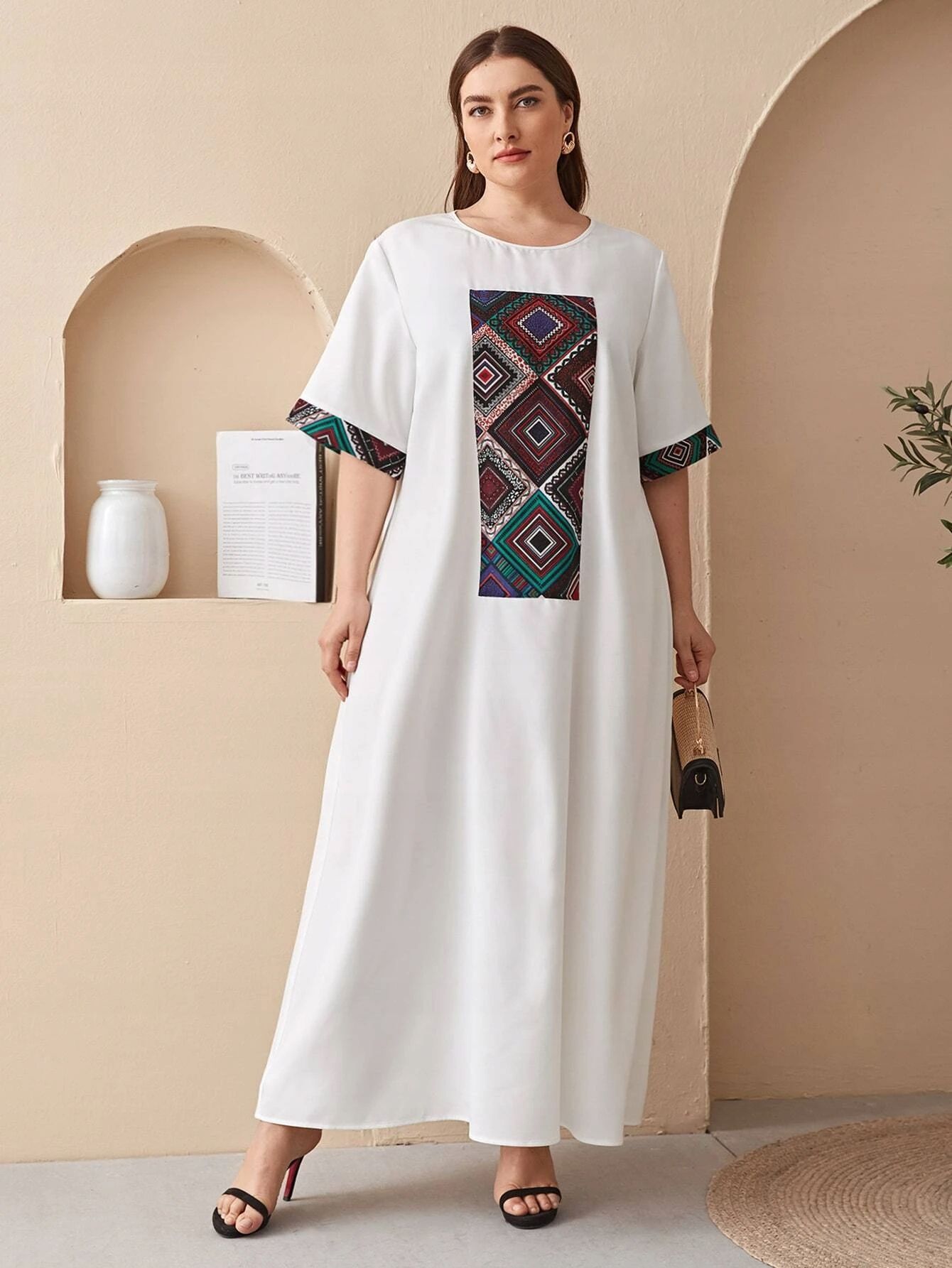 Sukienka Maxi Arabska Tunika Biała 3Xl 46