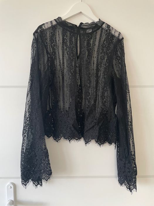 Elegancka koronkowa czarna bluzka H&M - r. 36