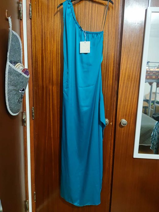 Vestido turquesa em cetim L