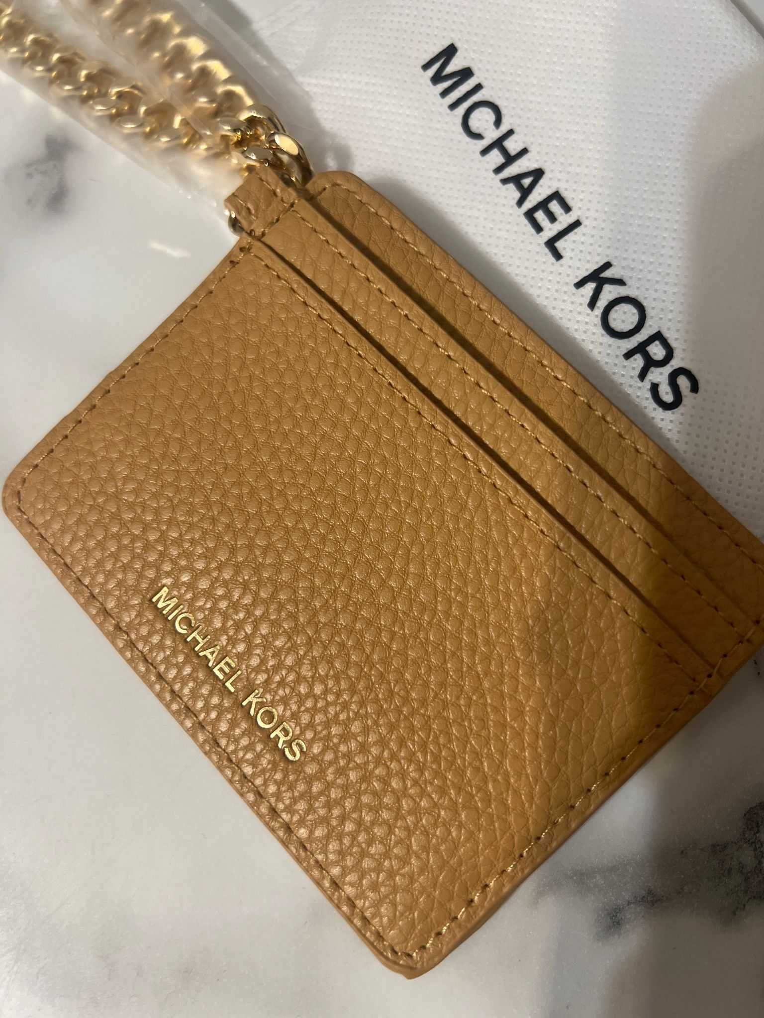 Michael Kors nowy portfel na karty card holder z łańcuszkiem damski