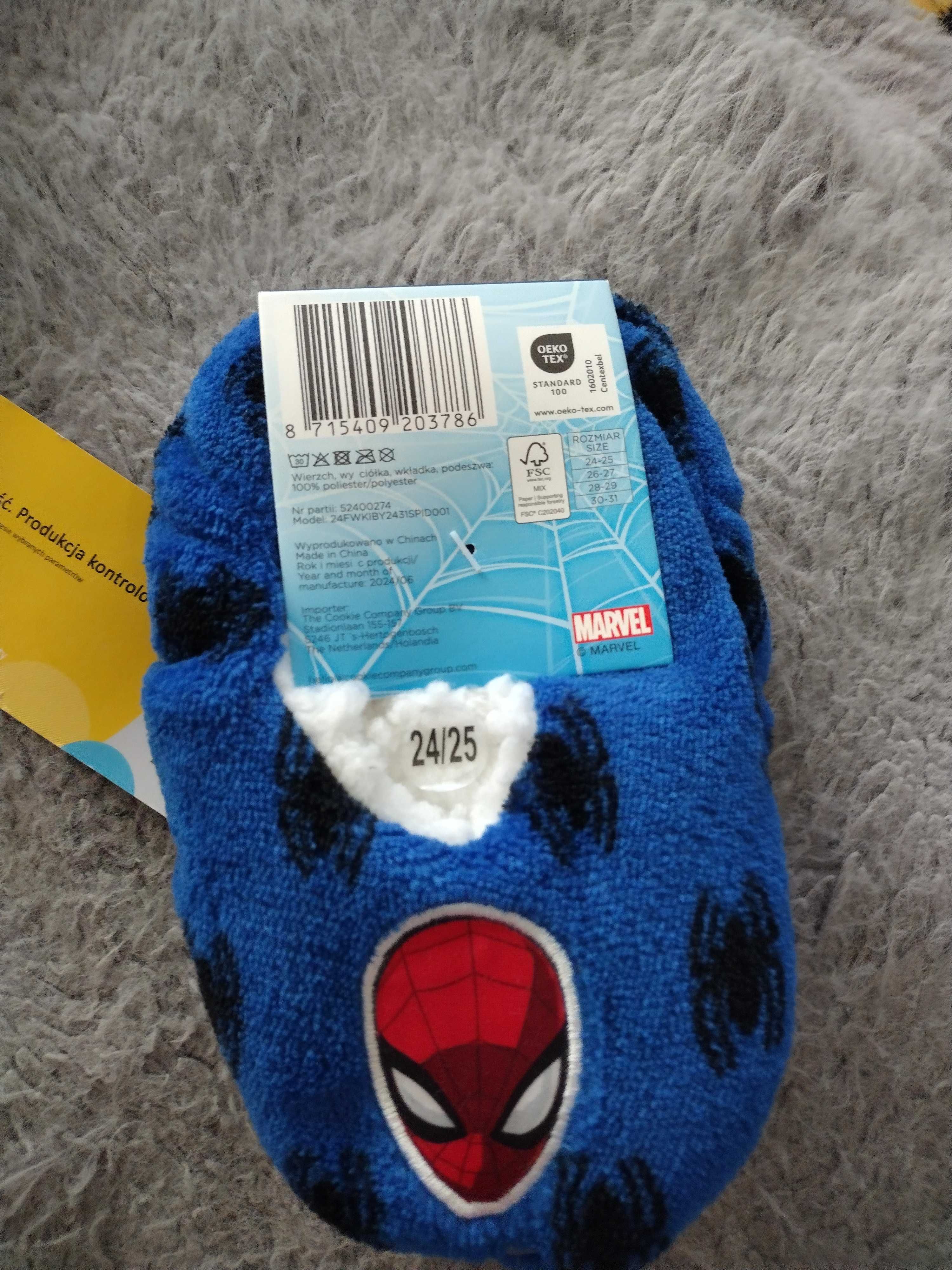 Kapcie dziecięce dla chłopaka z abs Spiderman 24-25 ciepłe