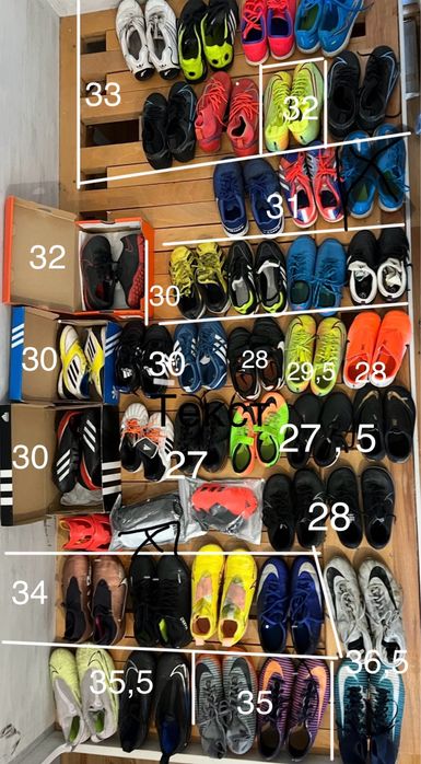 Футбольні буци та футзалки дитячі, щитки, шкарпетки— розміри 27 - 36,5