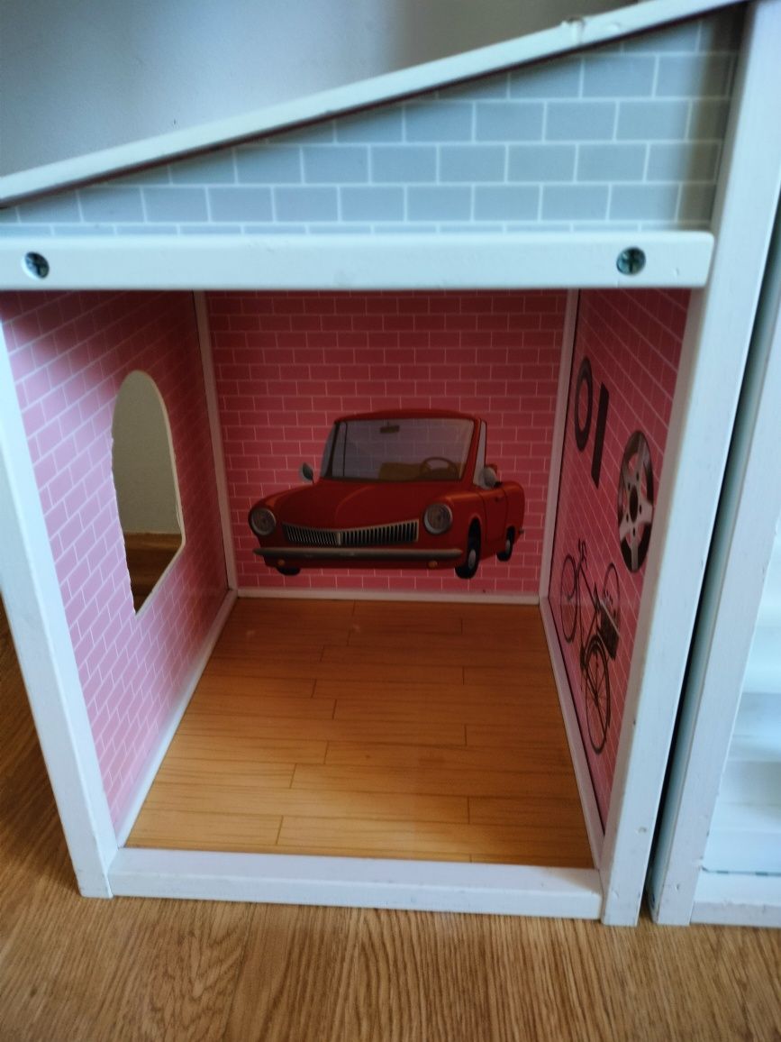 Domek drewniany dla lalek Barbie duży z garażem