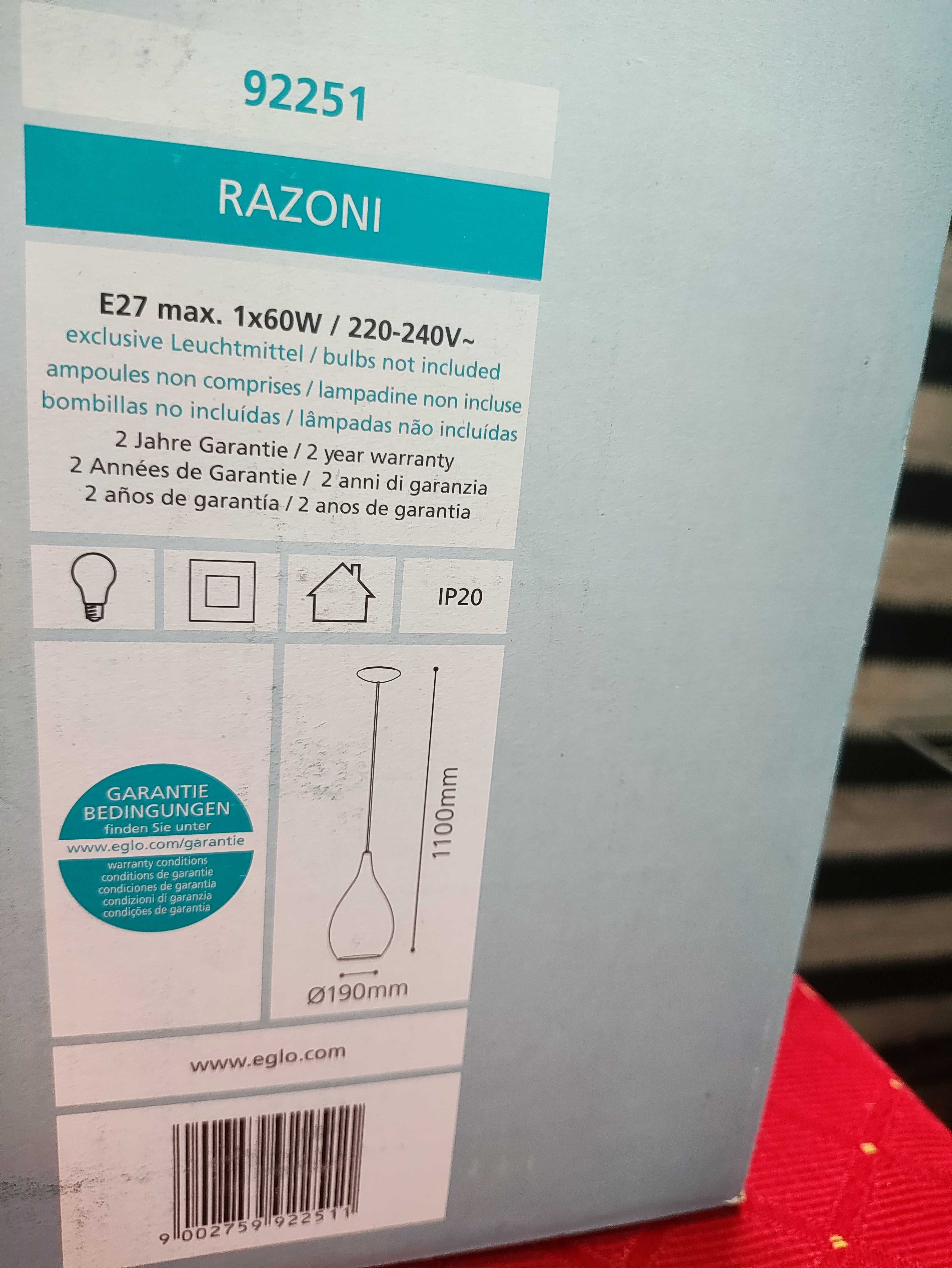 Lampa Biała wisząca metalowa żyrandol Eglo Razoni 92251 sufitowa sufit