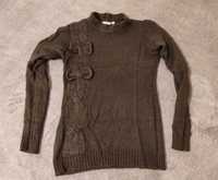 sweter r. 38 (M) Quiosque długi rękaw grafitowy warkocz