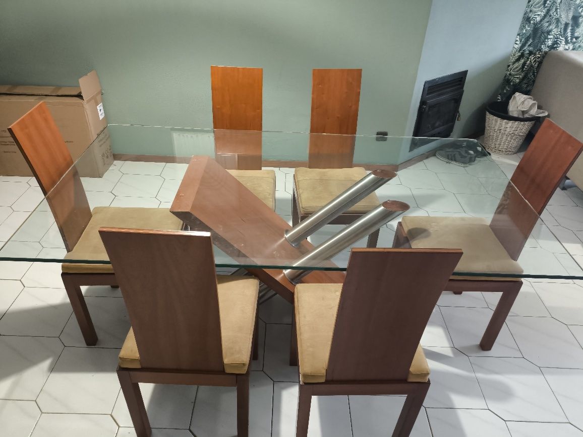 Mesa sala + 6 cadeiras + mesa centro