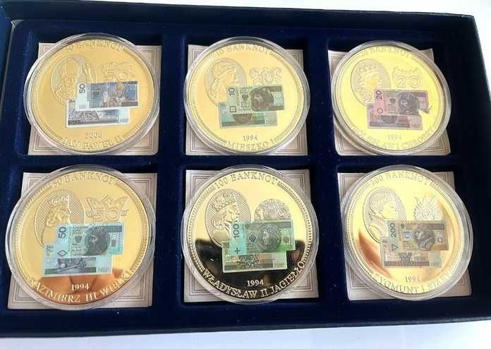 ZŁOTE Monety Medale z Wizerunkiem Banknotów Polskich Certyfikaty