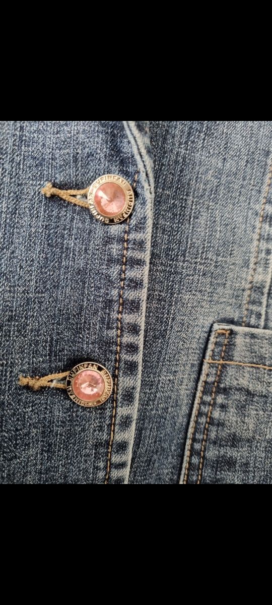 Marynarka kamizelka damska elegancka dziewczęca jeansowa