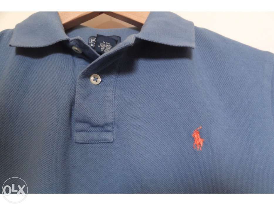 Pólo - ralph lauren - azul claro - tamanho m ( 10 a 12 anos )