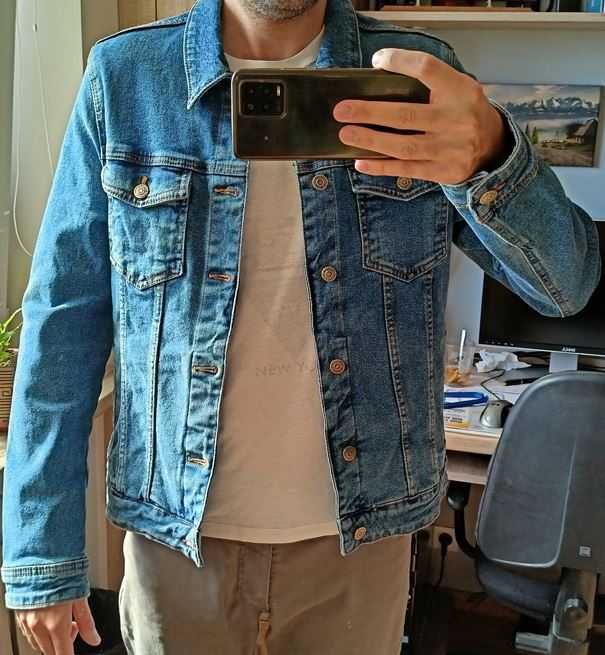 Kurtka jeansowa męska Bershka rozmiar L Skinny Fit stan idealny