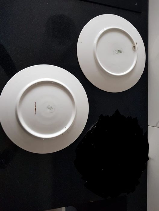 Fajans Włocławek 2x patera 31 cm kwiaty Zakrzewska Ziółkowska