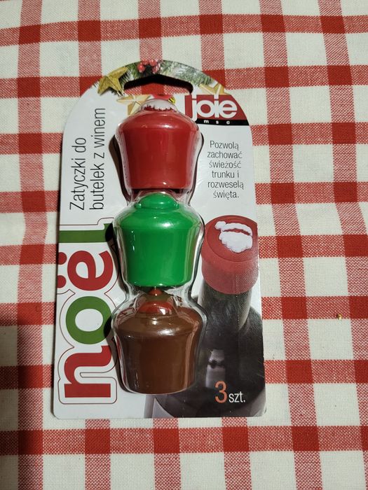 Zatyczki silikonowe do butelek z winem wzór świąteczny