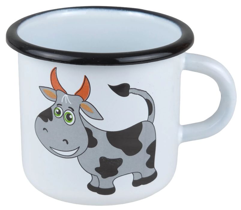 Kubek Emaliowany Do Mleka Kawy Herbaty Solidny Garnuszek 0,4 L - Krowa
