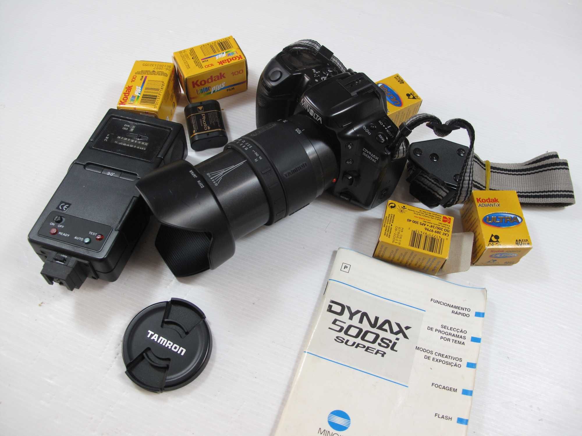 Minolta (Sony) Dinax 500si + lente +flash - Maquina de Rolo