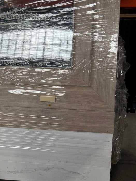 Okno balkonowe DRUTEX 100×218 cm – Sheffield Oak (dąb bielony)