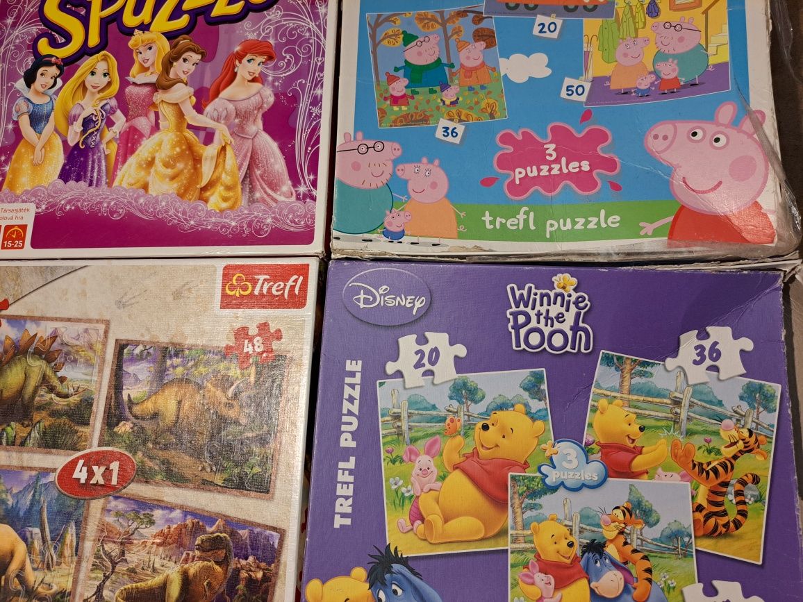 puzzle duży zestaw 14 box kompletów dla dzieci + gra spuzzle