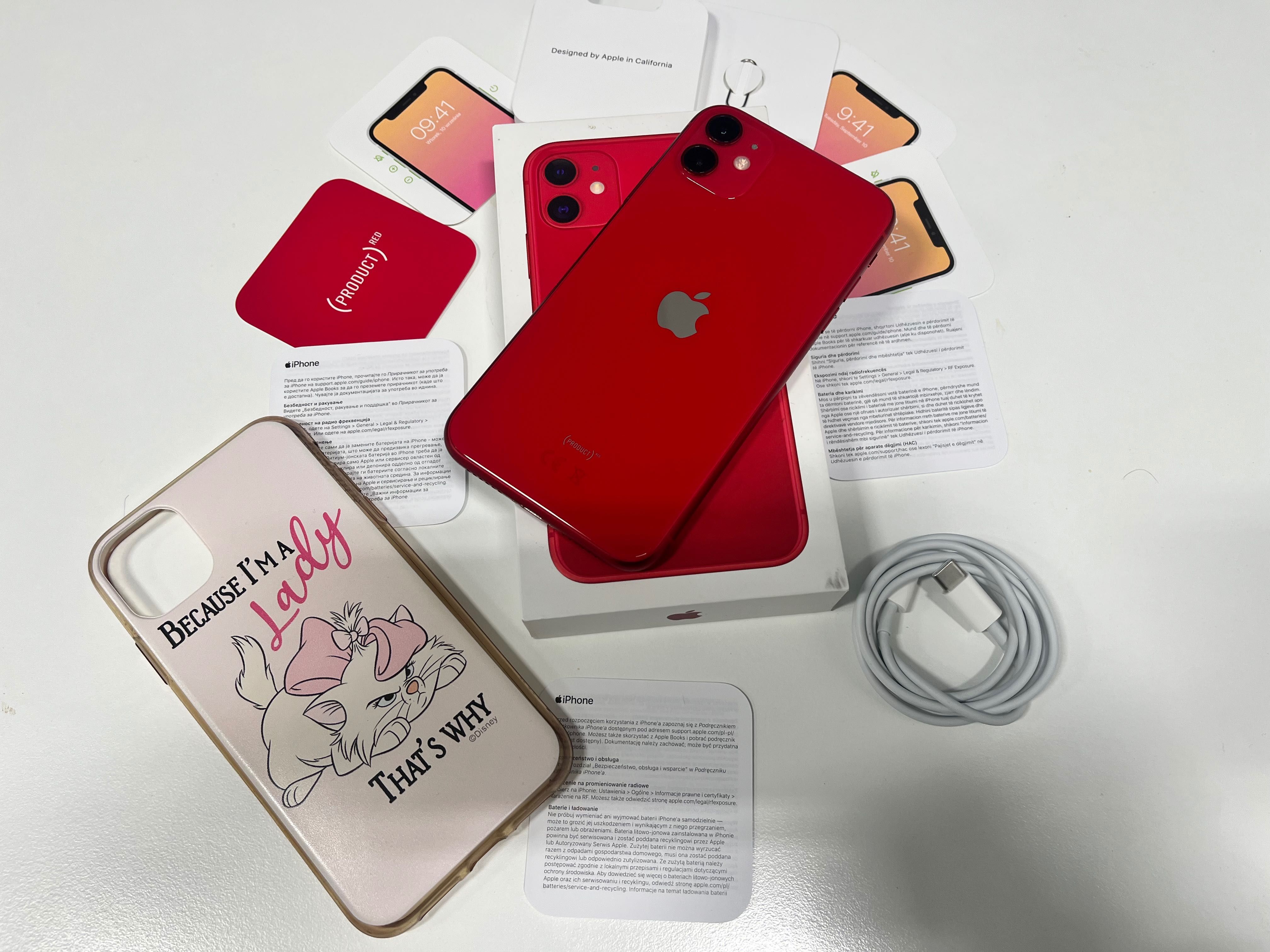 Piękny iPhone 11 Zadbany Komplet Bez Blokad Apple Red 64GB