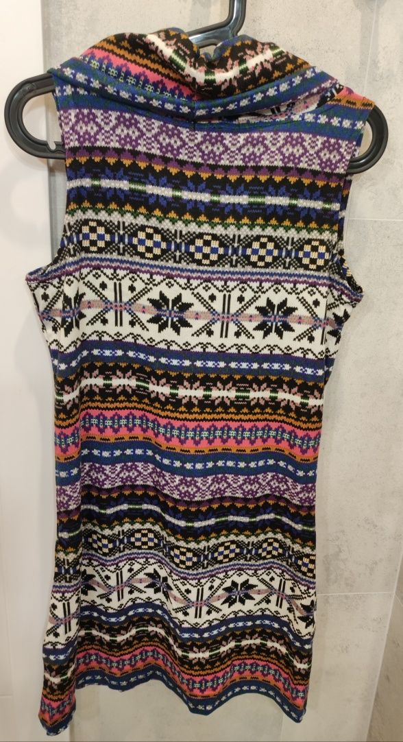 Sukienka Boho dzianina M 38 dekolt woda amerykański modna retro wiosna