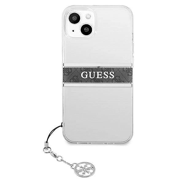 Etui Guess 4G Grey Strap Charm na iPhone 13 mini - przezroczyste