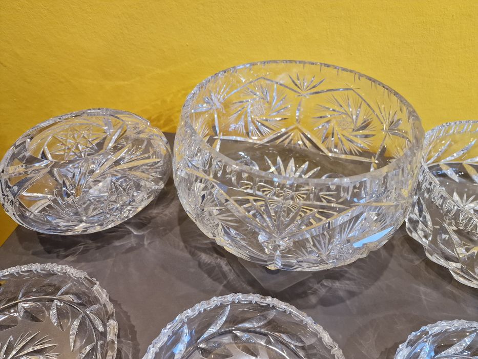 Kryształy PRL Kryształowe talerzyki i misy