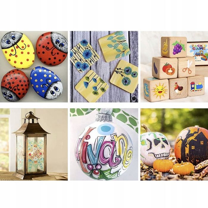 Markery Pisaki Akrylowe Flamastry Do Malowania Ubrań Kamieni 0,7mm 12