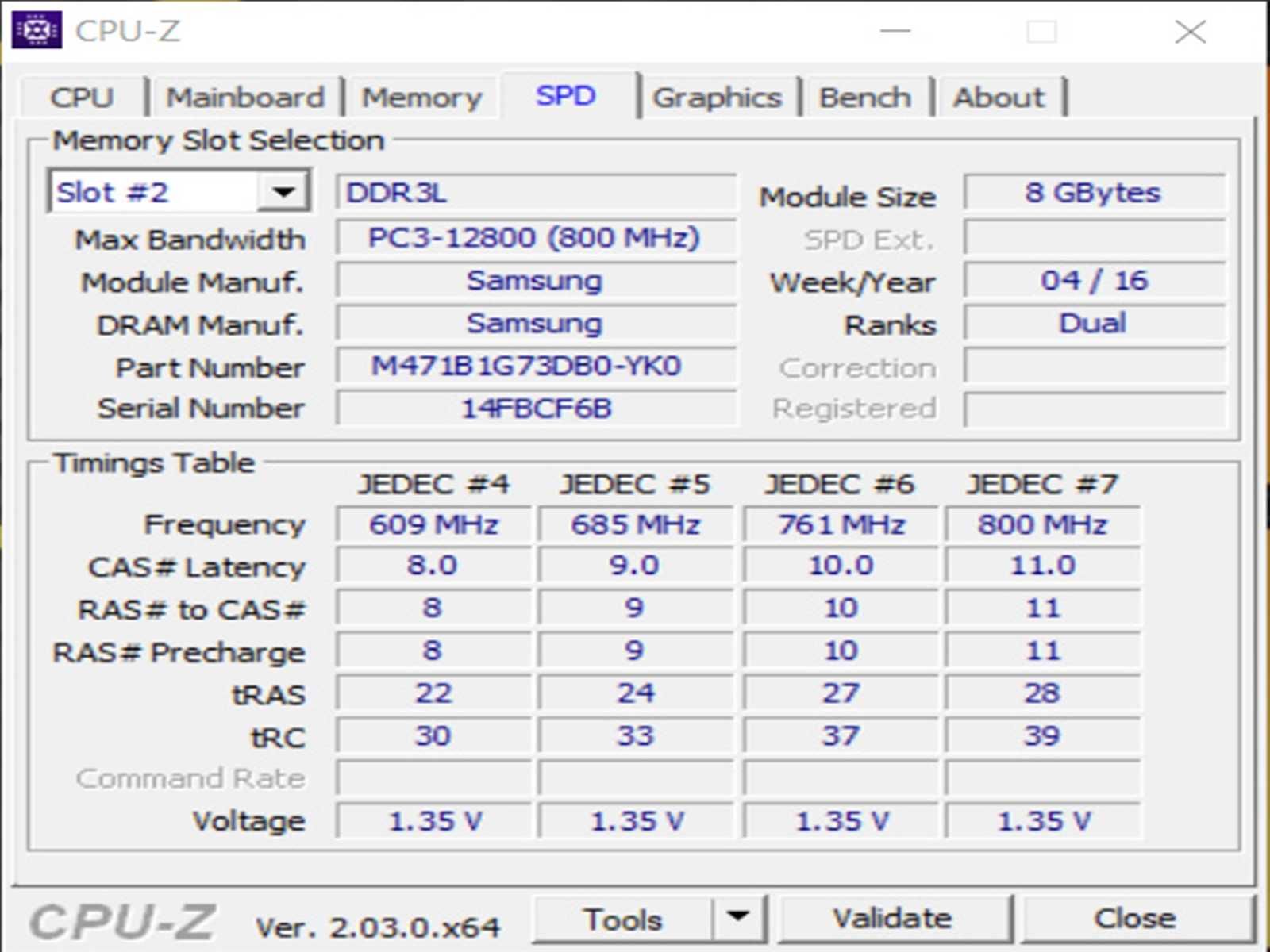 DDR3 16GB Samsung 12800 L