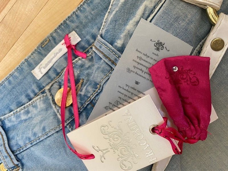 Fracomina jeans włoska jeansowa paskiem spódniczka szelki S XS
