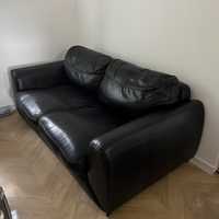 Sofa fotel skórzana skóra naruralna czarna kanapa