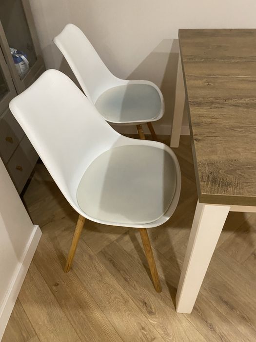 Zestaw skandynawski stół rozkładany 4 krzesła do jadalni kuchni 120x80