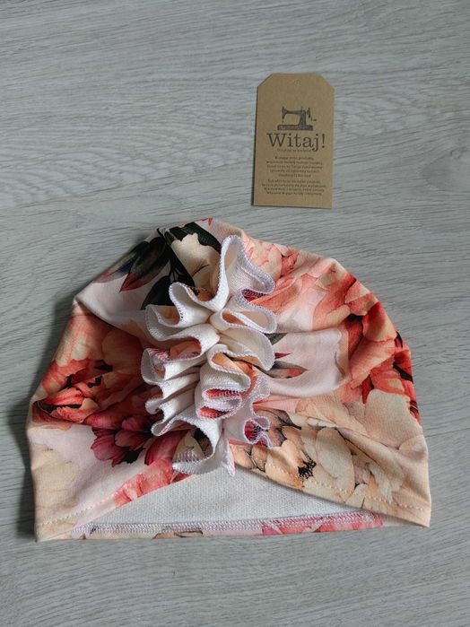 Turban  kwiaty na obwód ok 48/50 cm, ok 2/3 lata