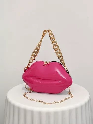 Губи рожеві Pink сумка крос боді для телефону. Каркасна лакова НОВА