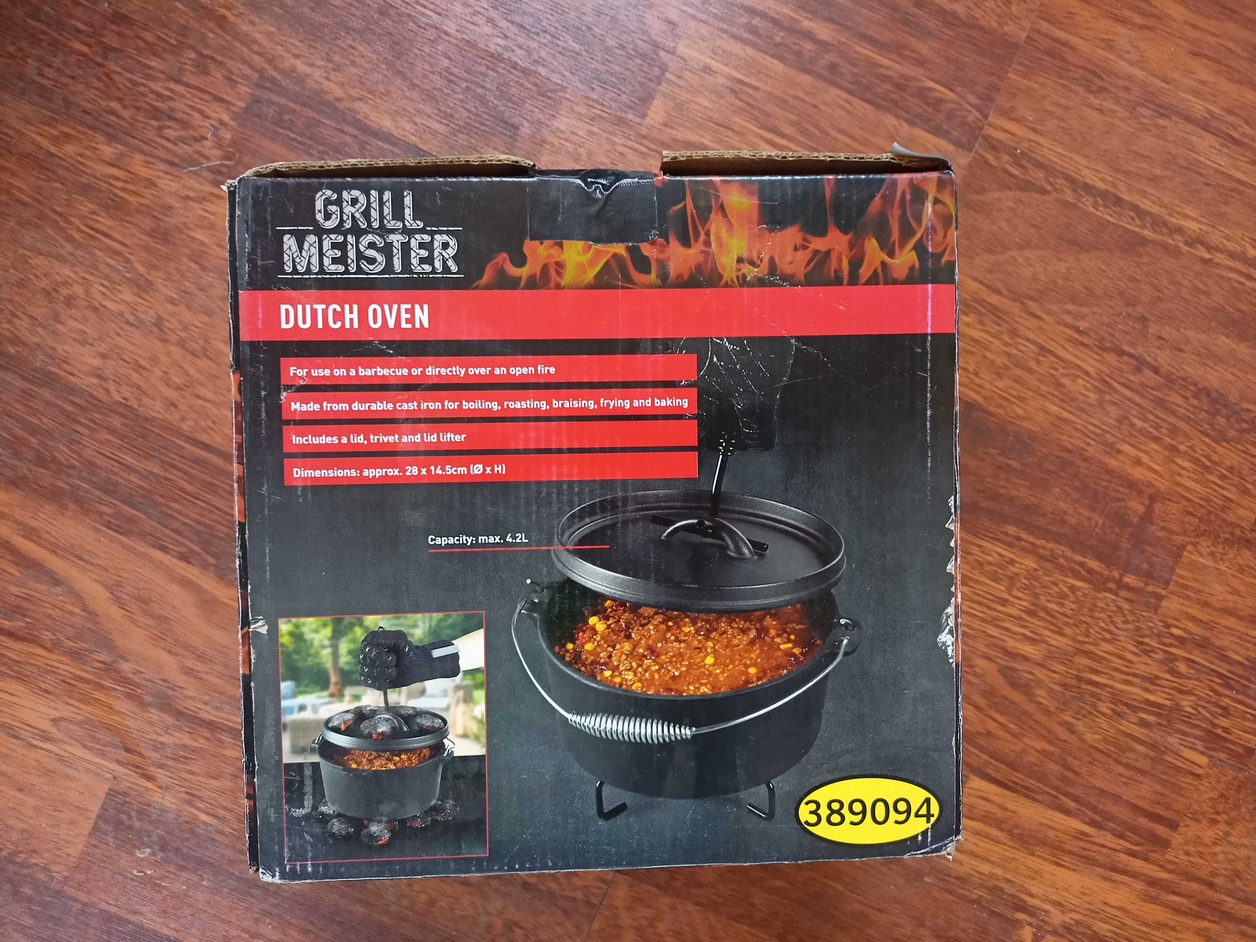 NOWY Garnek kociołek żeliwny Dutch Oven, 4,2 l GRILLMEISTER