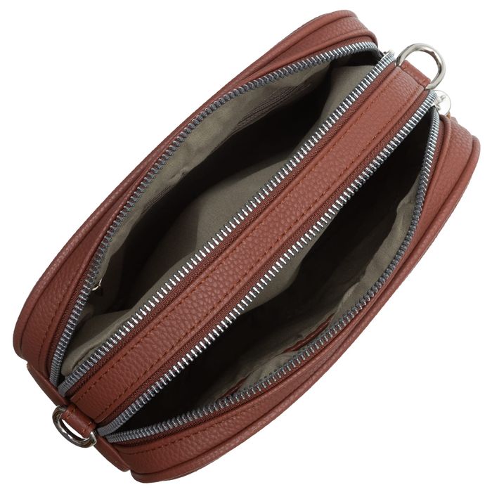 FLORA&CO torebka skórzana eko listonoszka z paskiem V572 c.taupe