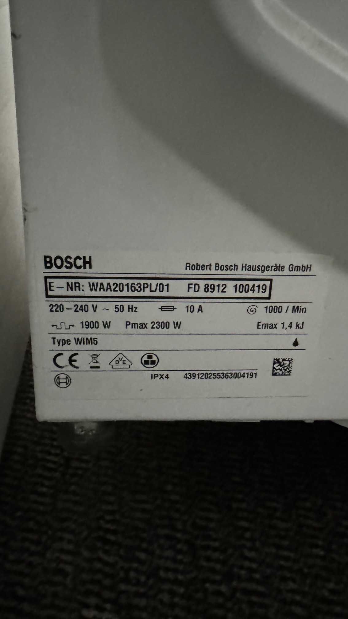 Szuflada do pralki BOSH Classixx 6