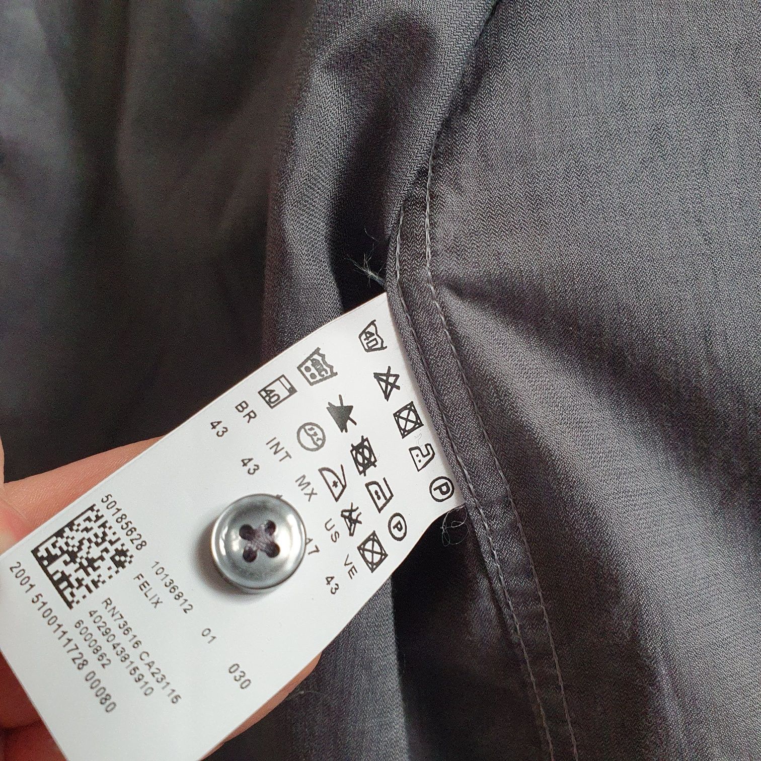 Koszula męska Hugo Boss szara bawełniana bawelna 43 / 17 L XL 40 42