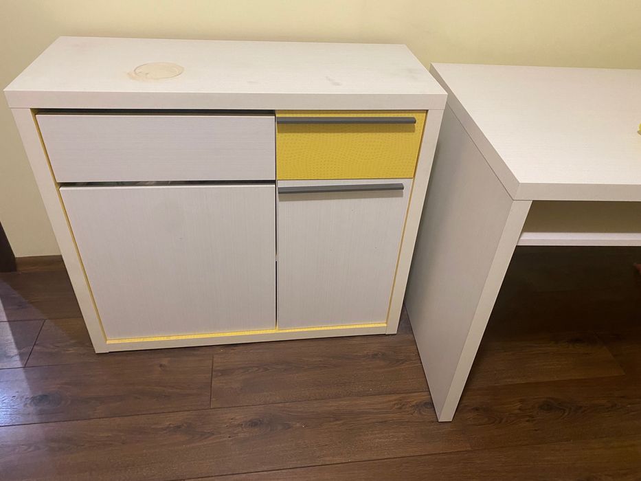 Meble Lemonade, Mobi młodzieżowe, dziecięce biały i żółty 5 elementów