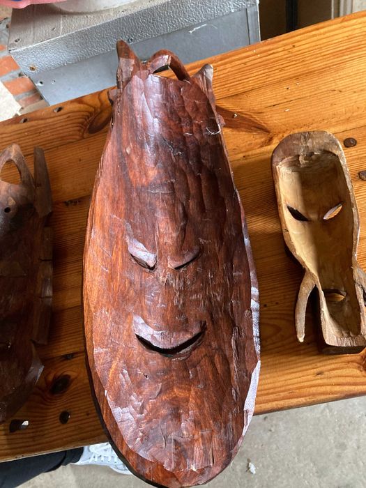 3x Maska afrykańska z drewna diabeł szaman zestaw