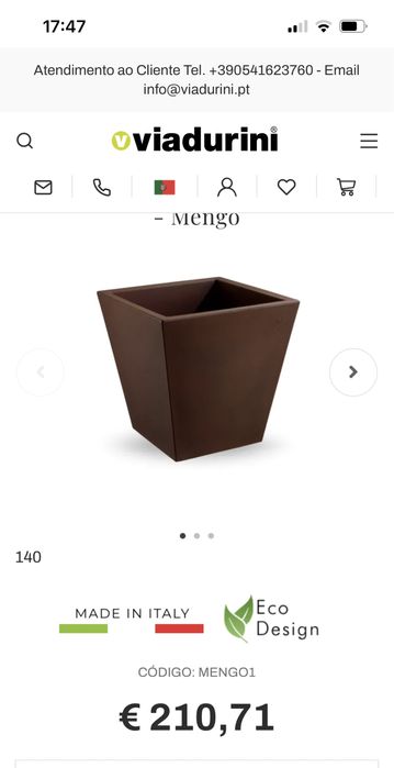 Vaso Grande L50XP50XA40 em Polietileno Colorido Feito na Itália